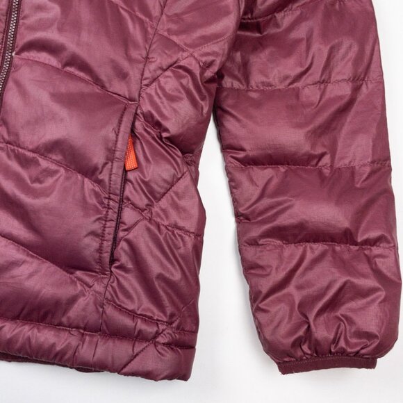 Patagonia Hi-Loft Down Sweater Hoody Jacket Girl's Large 12 Youth Burgundy 68212 - Picture 6 of 16